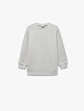 Pamuklu Uzun Kollu Bisiklet Yaka Oversize Basic Sweatshirt