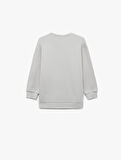 Pamuklu Uzun Kollu Bisiklet Yaka Oversize Basic Sweatshirt