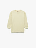 Pamuklu Uzun Kollu Bisiklet Yaka Oversize Basic Sweatshirt