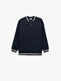 Bisiklet Yaka Uzun Kollu Düğme Detaylı Basic Oversize Sweatshirt