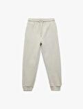 Pamuklu Beli Bağcıklı Dokulu Basic Jogger Eşofman Altı