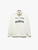 Yarım Fermuarlı İşlemeli Uzun Kollu Sweatshirt