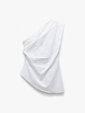 Pamuklu Drape Detaylı Asimetrik Tek Omuz Bluz