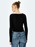 Fiyonklu V Yaka Slim Fit Crop Triko Hırka