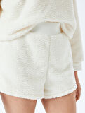 Beli Lastikli Peluş Mini Şort Pijama Altı
