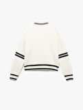 Nakış Detaylı Çizgili Oversize Yarım Fermuarlı Sweatshirt