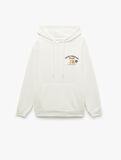 Kapüşonlu Kanguru Cepli Baskılı Oversize Sweatshirt