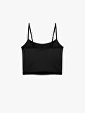 Skinny Fit İnce Askılı Crop Pijama Üstü