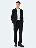 Slim Fit Viskon Karışımlı Cepli Pike Kumaş Mono Yaka Düğmeli Blazer Ceket