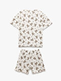 Ayıcık Baskılı Pamuklu Pijama Takımı 