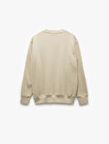 Bisiklet Yaka Dikiş Detaylı Şardonlu Pamuk Karışımlı Basic Sweatshirt