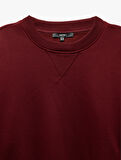 Bisiklet Yaka Dikiş Detaylı Şardonlu Pamuk Karışımlı Basic Sweatshirt