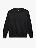 Bisiklet Yaka Dikiş Detaylı Şardonlu Pamuk Karışımlı Basic Sweatshirt