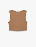 Skinny Bisiklet Yaka Kolsuz Crop Top
