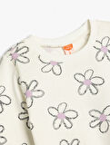 Çiçek Desenli Pamuklu Uzun Kollu Sweatshirt