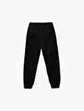 Beli Bağcıklı Cep Detaylı Pamuklu Gabardin Jogger Pantolon