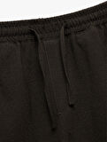 Dokulu Viskon Karışımlı Chino Cep Detaylı Beli Bağcıklı Pantolon