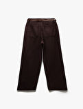 Düğmeli Kesik Geniş Paça Kemerli Pantolon - Wide Leg Jeans