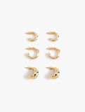 3'lü Halk ve Earcuff Küpe Seti
