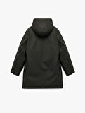 Kapüşonlu Su İtici Uzun Kollu Fermuarlı Cep Detaylı Anorak Mont