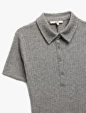 Viskon Slim Fit Kısa Kollu Midi Polo Yaka Kalem Elbise