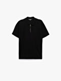 Viskon Regular Fit Polo Yaka Yarım Fermuarlı Kısa Kollu Triko Tişört