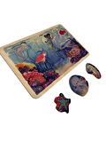 Deniz Yaşamı, Ahşap Çocuk Puzzle, Yapboz, Renkli Deniz Yapboz, Ahşap Puzzle, 6 Parça