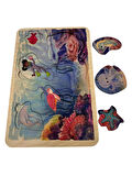 Deniz Yaşamı, Ahşap Çocuk Puzzle, Yapboz, Renkli Deniz Yapboz, Ahşap Puzzle, 6 Parça