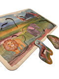 Vahşi Doğa, Ahşap Çocuk Puzzle, Yapboz, Renkli Safari Yapboz, Ahşap Puzzle, 7 Parça