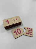Ahşap Sayı Eşleme, Pembe, Sayı Puzzle, Ahşap Puzzle, Montessori Sayı Bulmaca Oyunu, Sayma Oyunu