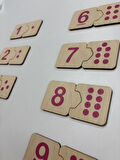 Ahşap Sayı Eşleme, Pembe, Sayı Puzzle, Ahşap Puzzle, Montessori Sayı Bulmaca Oyunu, Sayma Oyunu