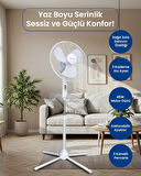 Bright Elegance Be-4116 16" Katlanabilir Ayaklı Standlı Vantilatör Beyaz