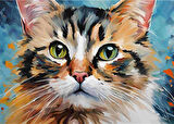 SEVİMLİ KEDİ CAT5 70X50CM KARTON ÇERÇEVESİZ TABLO