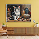 SEVİMLİ KEDİ CAT14 70X50CM KARTON ÇERÇEVESİZ TABLO