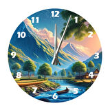 Tİ-PLAY DAĞ VE NEHİR 30X30CM AKRİLİK DEKORATİF MODERN DUVAR SAATİ
