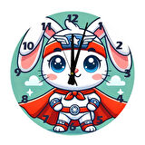 Tİ-PLAY KAHRAMAN TAVŞAN 30X30CM AKRİLİK DEKORATİF MODERN DUVAR SAATİ