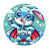 Tİ-PLAY KAHRAMAN BEYAZ TAVŞAN 30X30CM AKRİLİK DEKORATİF MODERN DUVAR SAATİ