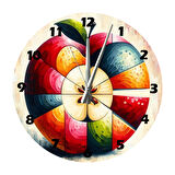 Tİ-PLAY RENKLİ ELMA DİLİMLERİ 30X30CM AKRİLİK DEKORATİF MODERN DUVAR SAATİ