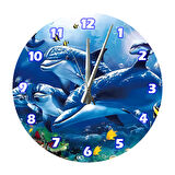 Tİ-PLAY SEVİMLİ YUNUSLAR 30X30CM AKRİLİK DEKORATİF MODERN DUVAR SAATİ