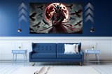 Tİ-PLAY KANLI AY SAVAŞ MEYDANI 60X90CM MODERN SAMURAY PVC ÇERÇEVESİZ TABLO
