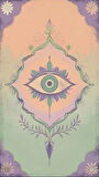 BOHEM TABLO ÜÇÜNCÜ GÖZ, MANEVİ, PASTEL RENKLER, VİNTAGE BOHEM DUVAR SANATI ÇERÇEVESİZ TABLO