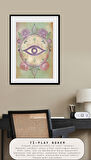 BOHEM TABLO ÜÇÜNCÜ GÖZ, MANEVİ, PASTEL RENKLER, VİNTAGE BOHEM DUVAR SANATI ÇERÇEVESİZ TABLO