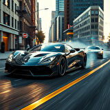 OTOMOBİL TEMALI CADDE YARIŞI ÇERÇEVESİZ PVC TABLO 40X40 CM