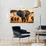 FİL VE ASLANLAR VAHŞİ DOĞADA 02 ÇERÇEVESİZ 50X30 CM PVC TABLO