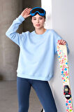 JUSTEVER Bisiklet Yaka Basic Kalıp Ekru Kadın Sweatshirt Eşofman Üstü - Aura