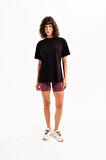 JUSTEVER 100% Pamuk Oversize Fit Bisiklet Yaka Siyah Kadın T-Shirt - Halo