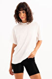 JUSTEVER 100% Pamuk Oversize Fit Bisiklet Yaka Siyah Kadın T-Shirt - Halo