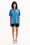 JUSTEVER 100% Pamuk Oversize Fit Bisiklet Yaka Siyah Kadın T-Shirt - Halo