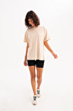 JUSTEVER 100% Pamuk Oversize Fit Bisiklet Yaka Siyah Kadın T-Shirt - Halo