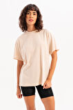 JUSTEVER 100% Pamuk Oversize Fit Bisiklet Yaka Siyah Kadın T-Shirt - Halo
